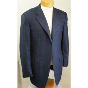 Canali Navy Blue Plaid Blazer